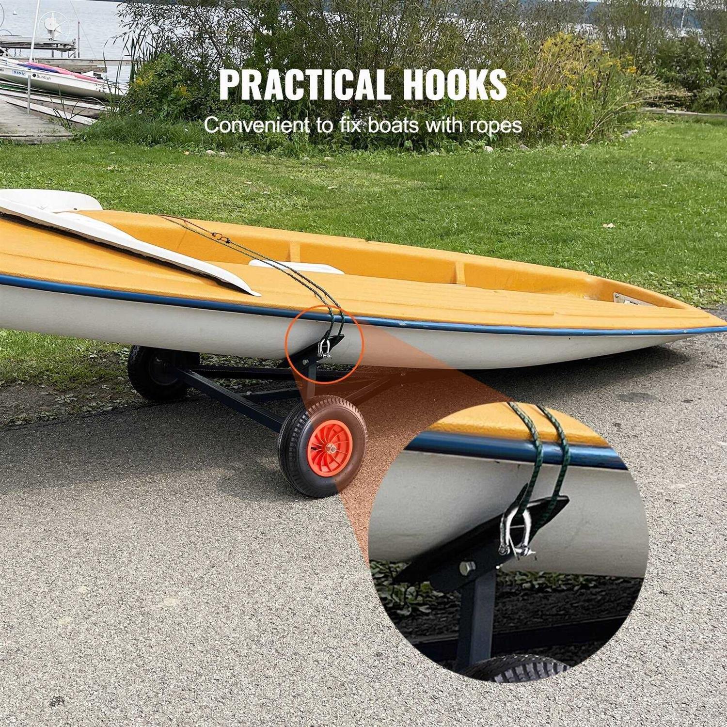 VEVOR Boat Trailer Dolly 420lbs Load Capacity Carbon Steel Trailer Mover with 96''-116'' Adjustable Length - Image 3