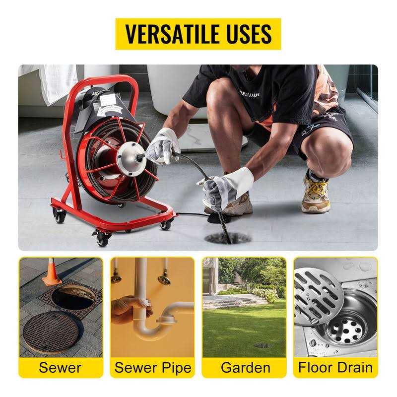 Vevor Drain Cleaner Machine Electric Drain Auger 370w Sewer Snake Machine - Image 4