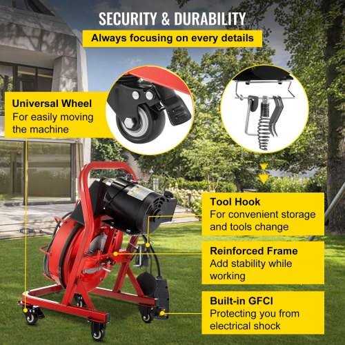 Vevor Drain Cleaner Machine Electric Drain Auger 370w Sewer Snake Machine - Image 5