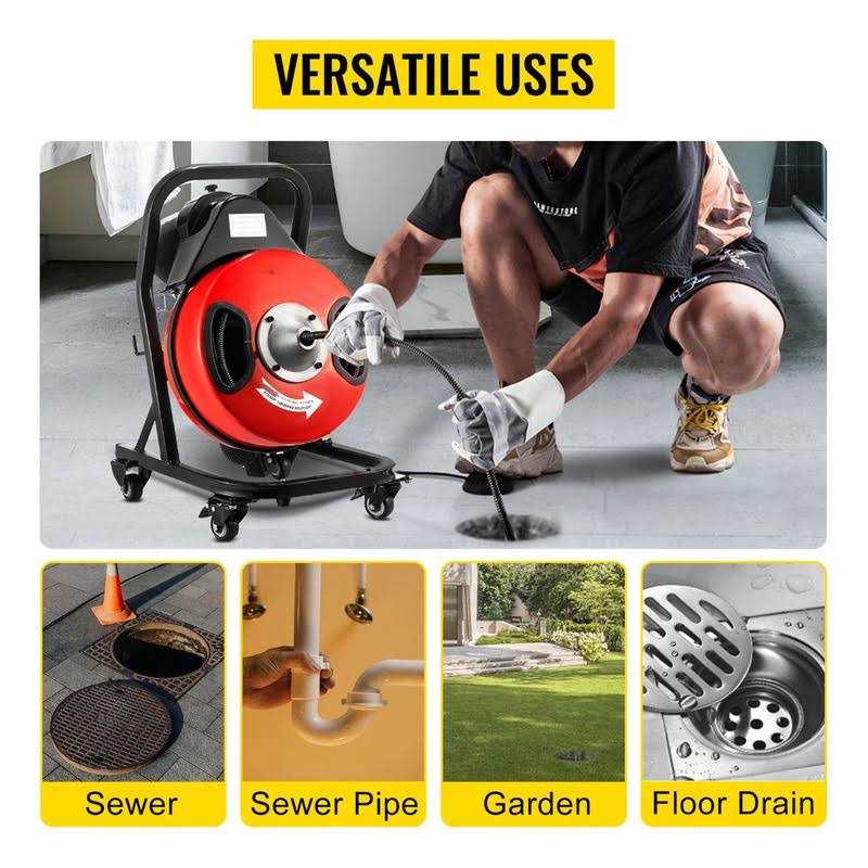 VEVOR Electric Drain Auger Drain Cleaner Machine Sewer Snake - Image 4