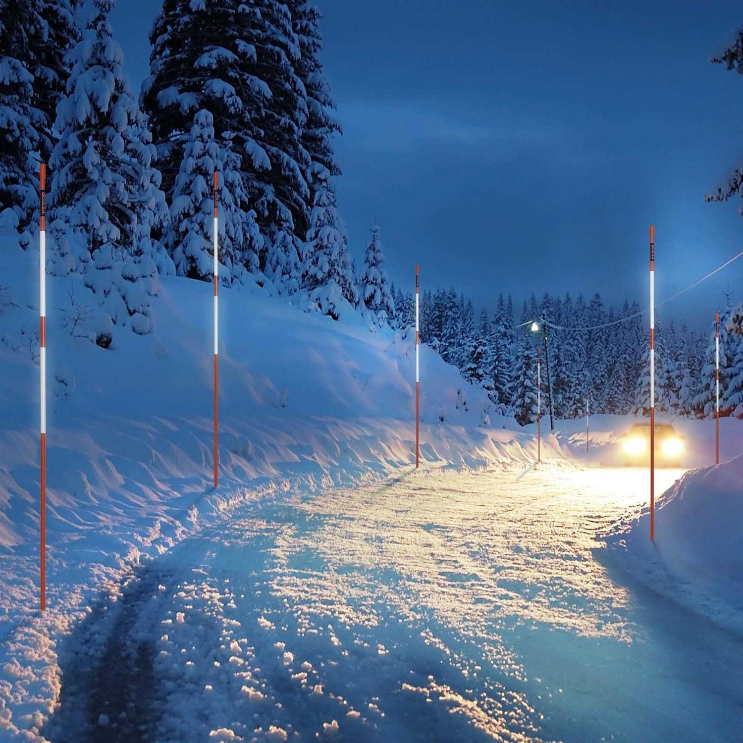 VEVOR Driveway Markers 48 inch Diameter Orange Fiberglass Poles Snow Stakes with Reflective Tape - Image 4