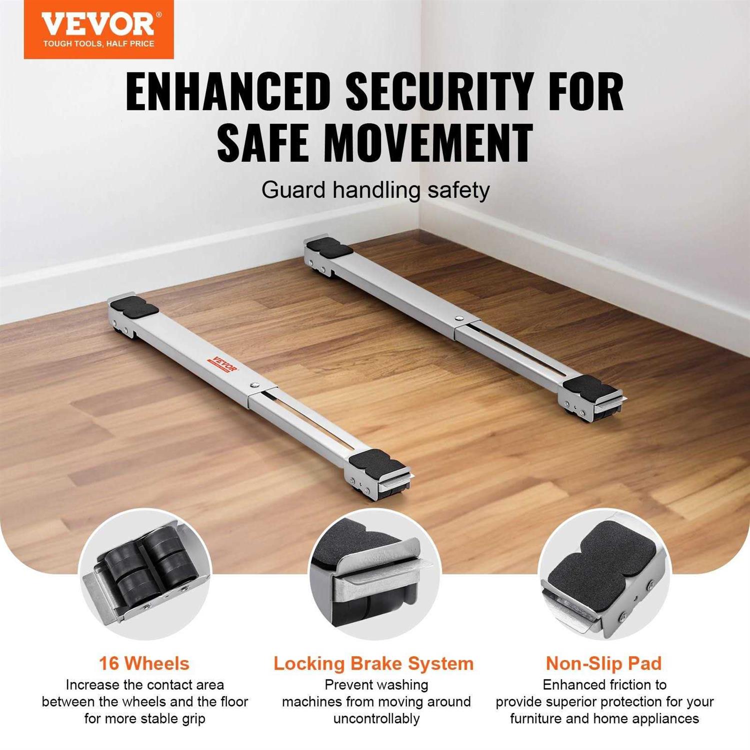 VEVOR Heavy Duty Furniture Appliances Rollers 660 lbs Total Load - Image 4