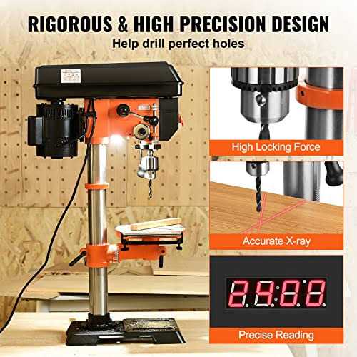 VEVOR 12 in Benchtop Drill Press 5 Amp 120V Variable Speed Cast Iron Bench Drill Press - Image 4