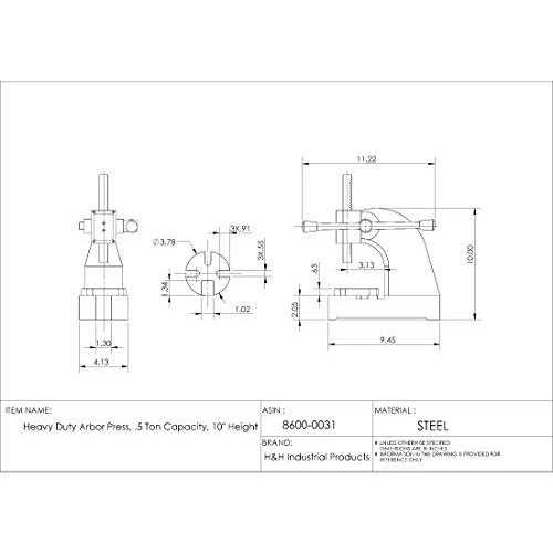 Hhip 8600-0031 Ton Heavy Duty Arbor Press 1/2 - Image 4