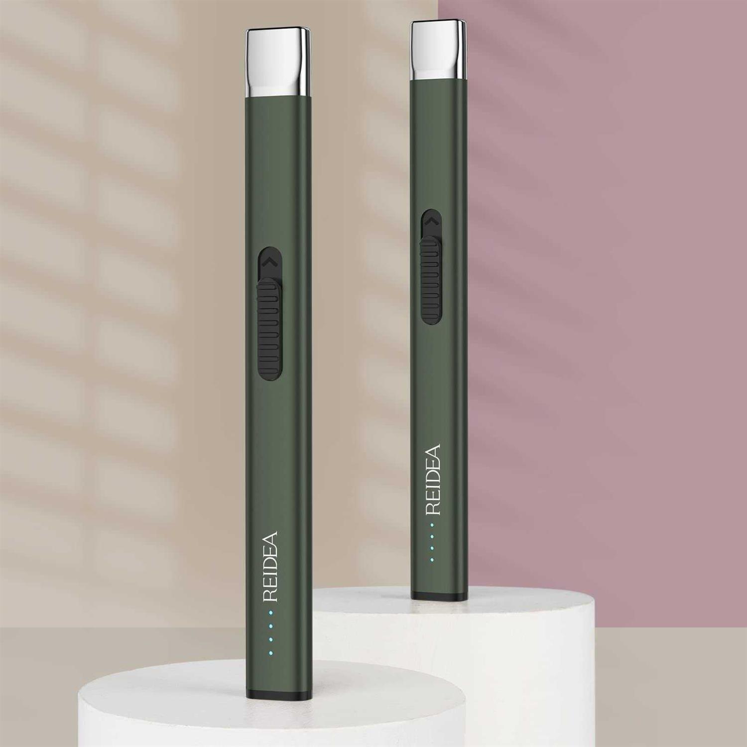 Reidea 2 Pack R1 Flat Electronic Candle Lighter, Windproof Flameless USB Rechargeable Arc Lighter with Safe Button and Power Indicator - Image 3