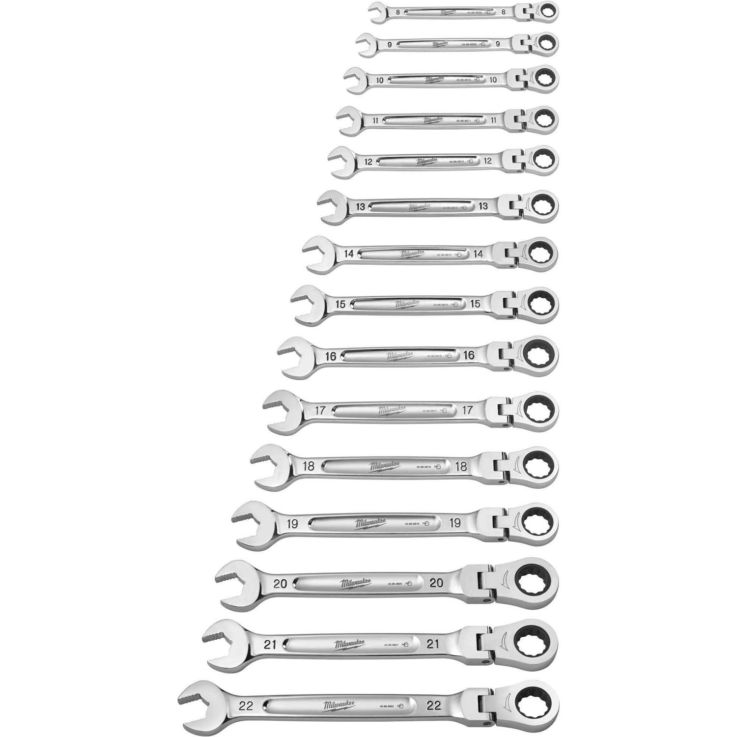 Milwaukee 48-22-9513 Flex Head Ratcheting Metric Combination Wrench Set - Image 4