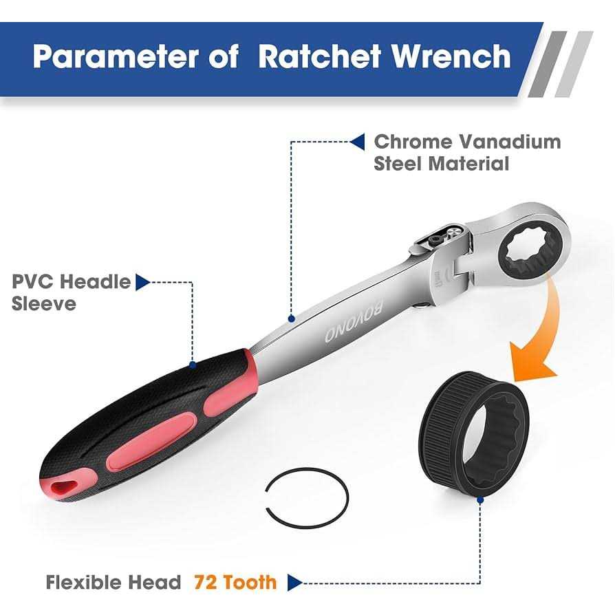 BovonO Ratchet Wrench Set 72-Tooth Chrome Vanadium Steel 8mm-19mm - Image 5