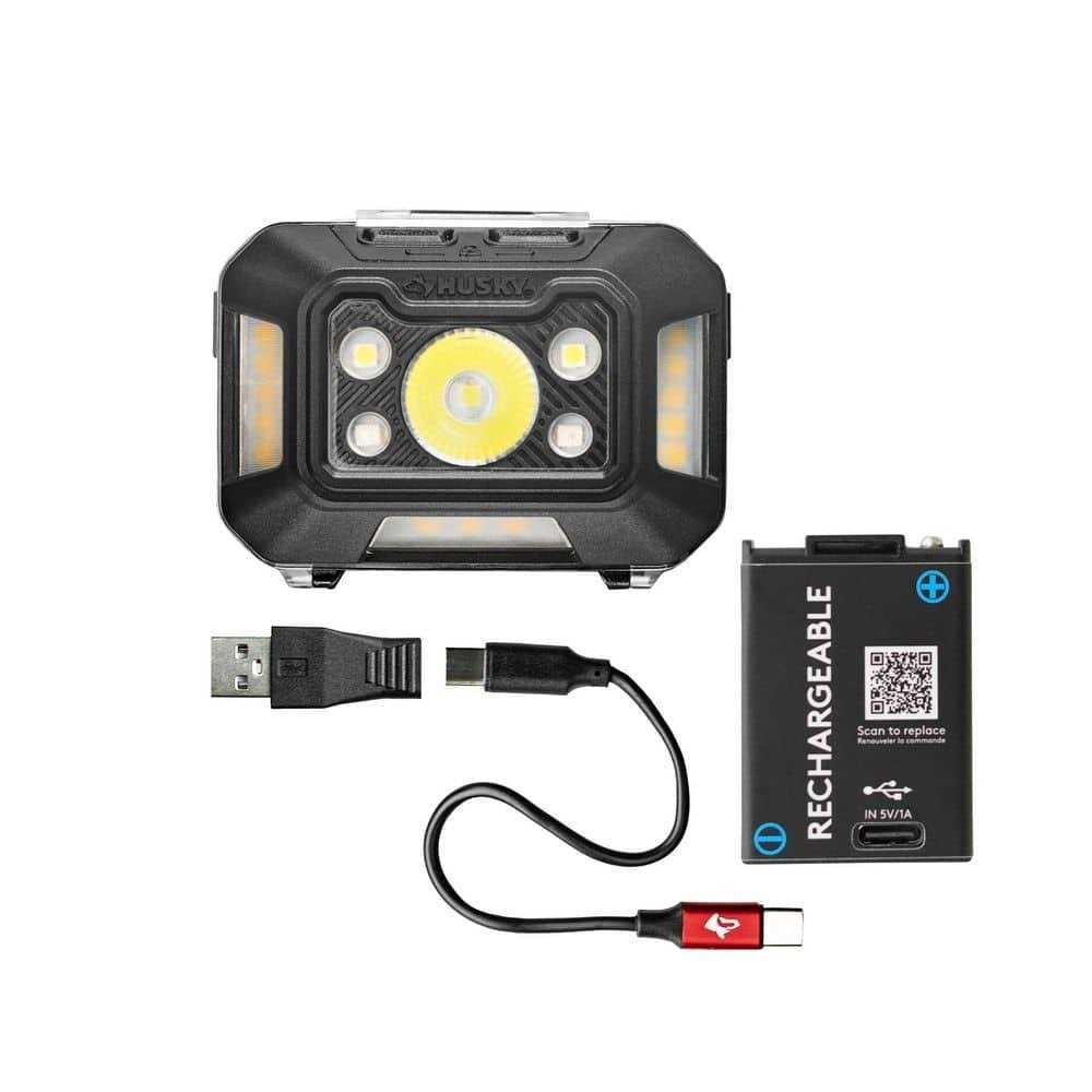 Husky 650 Lumens Dual-Power Broad Range LED Headlamp 7 Modes with USB Port and Rechargeable Battery - Image 5