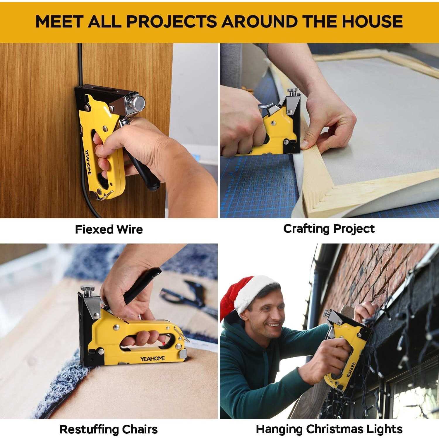 Upholstery Staple Gun Heavy Duty YEAHOME 4-in-1 Stapler Gun with 4000 Staples - Image 4