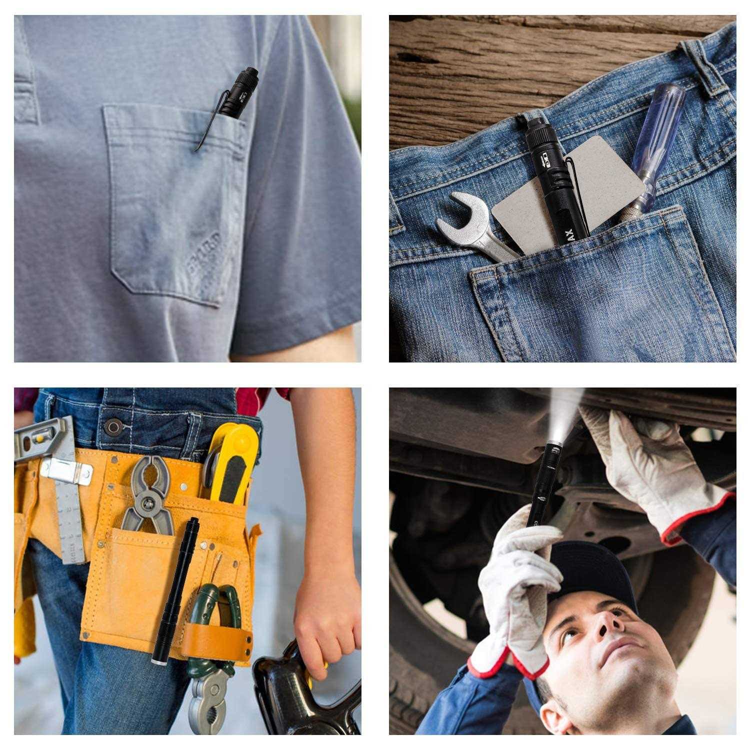 COVMAX Rechargeable Pen Light Flashlight IP67 Waterproof with Pocket Clip 4-Zoomable - Image 4