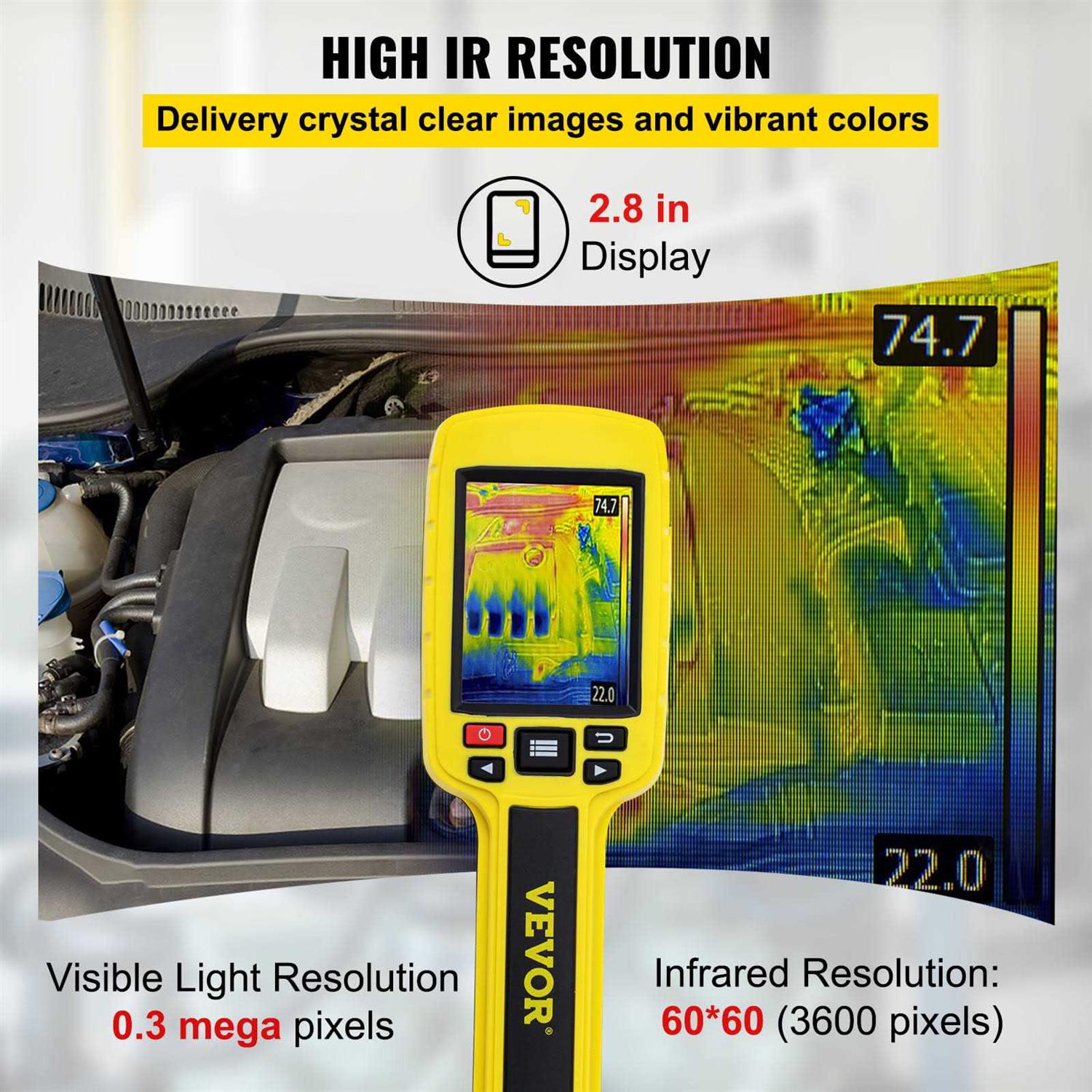 VEVOR Thermal Imaging Camera 60x60 IR Resolution Infrared Camera with 2.8 Color Display Screen - Image 5