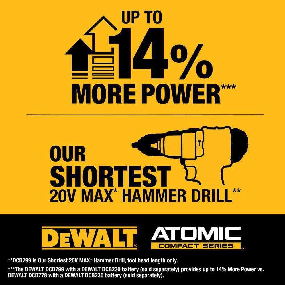 DEWALT DCD799B ATOMIC COMPACT SERIES 20V MAX Brushless Cordless 1/2 in. Hammer Drill - Image 4