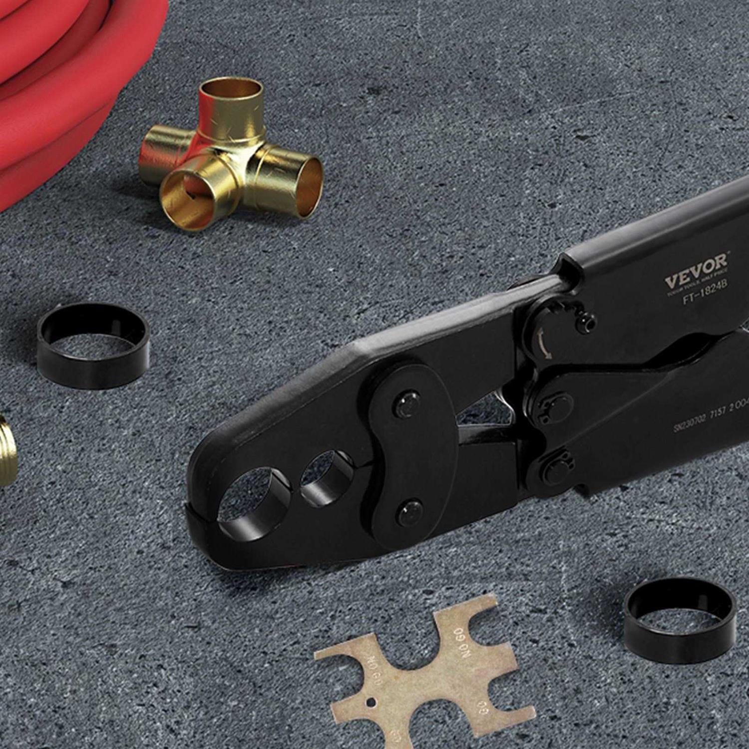 VEVOR PEX Crimping Tool, Dual Head Combo PEX Crimper Tool for 1/2 and 3/4 PEX Copper Crimp Rings - Image 3