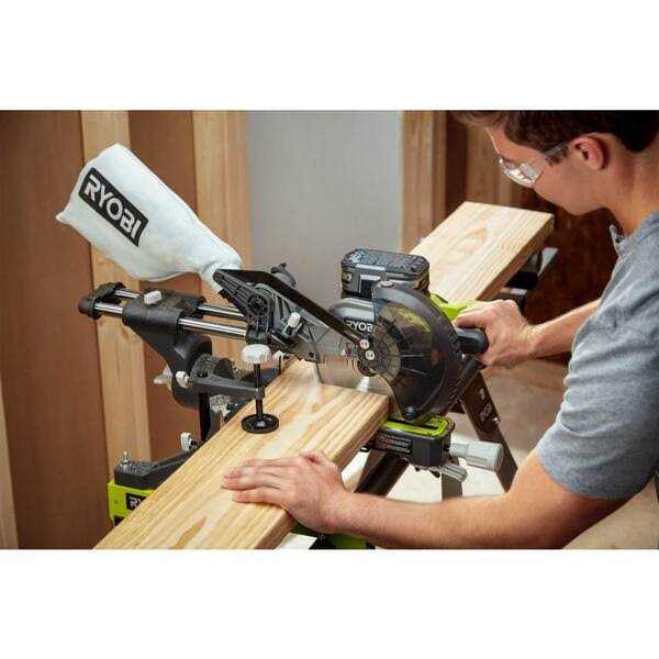 RYOBI ONE+ 18V Cordless 2-Tool Combo Kit with 7-1/4 in. Sliding Compound Miter Saw and AirStrike Brad Nailer PBT01B-P321 - Image 4
