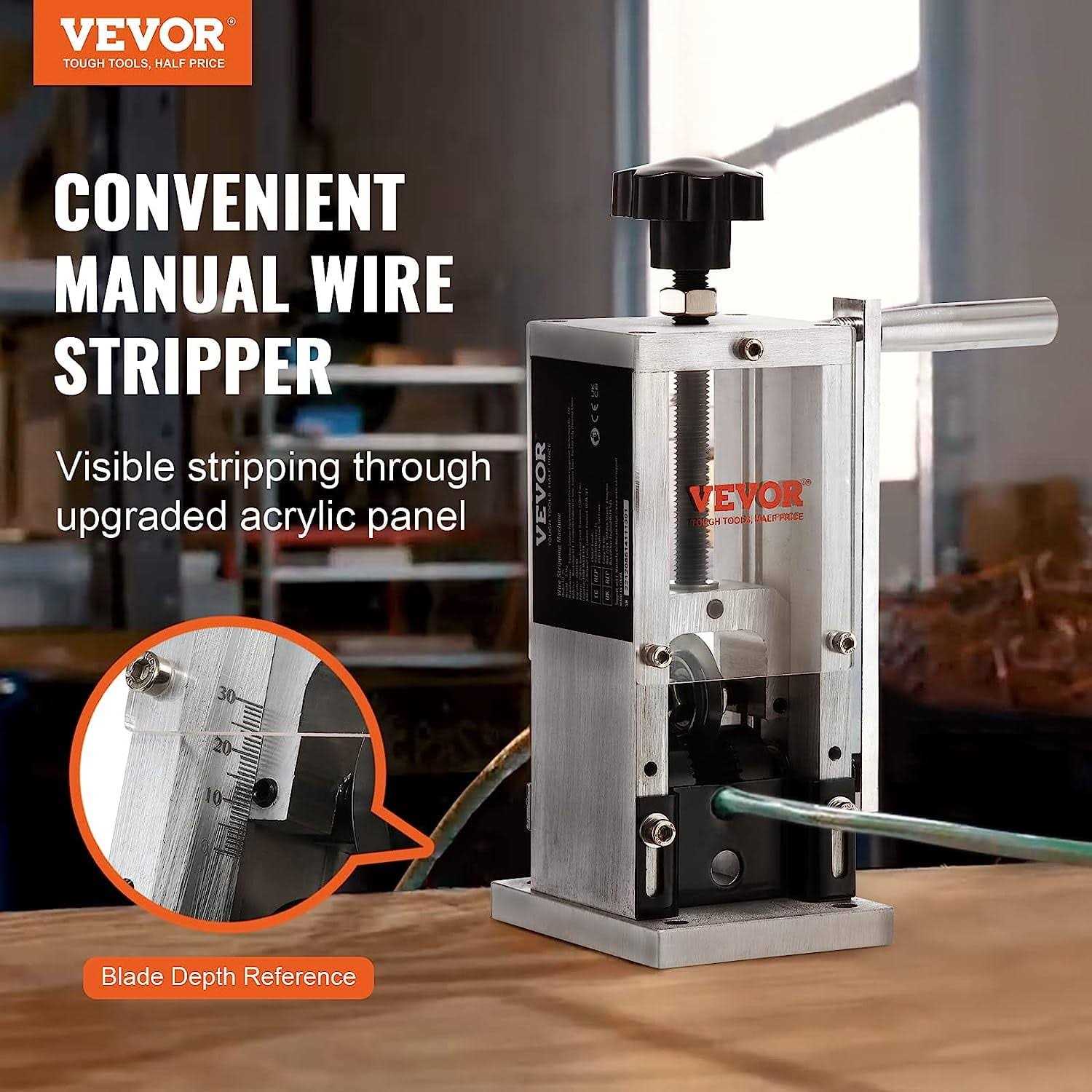 VEVOR Manual Wire Stripping Machine, 0.06''-0.98'' Copper Stripper with Hand Crank or Drill Powered - Image 4