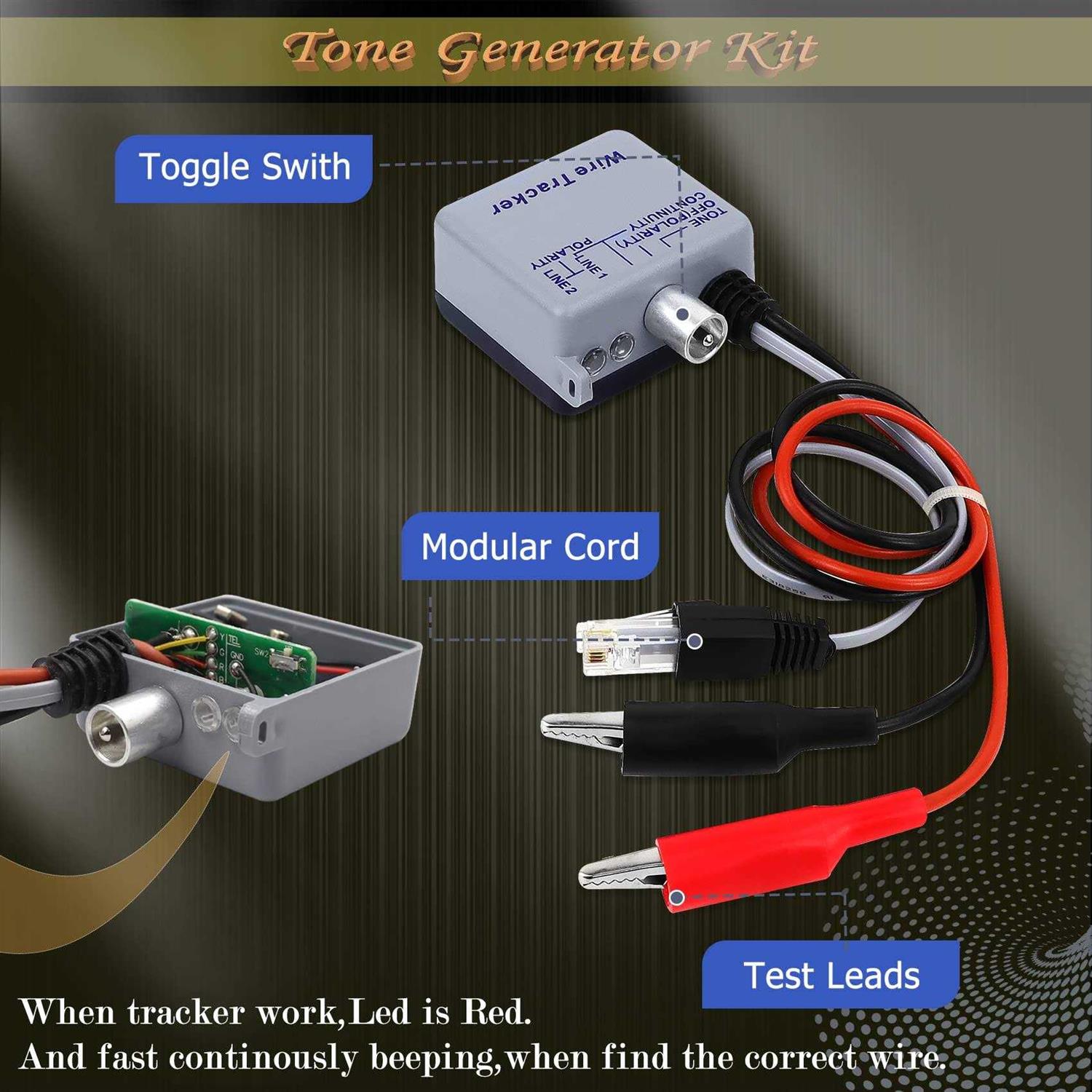 Lunarlipes Tone Generator Kit Wire Tracer Circuit Tester Tone Tracing Probe Kit - Image 4