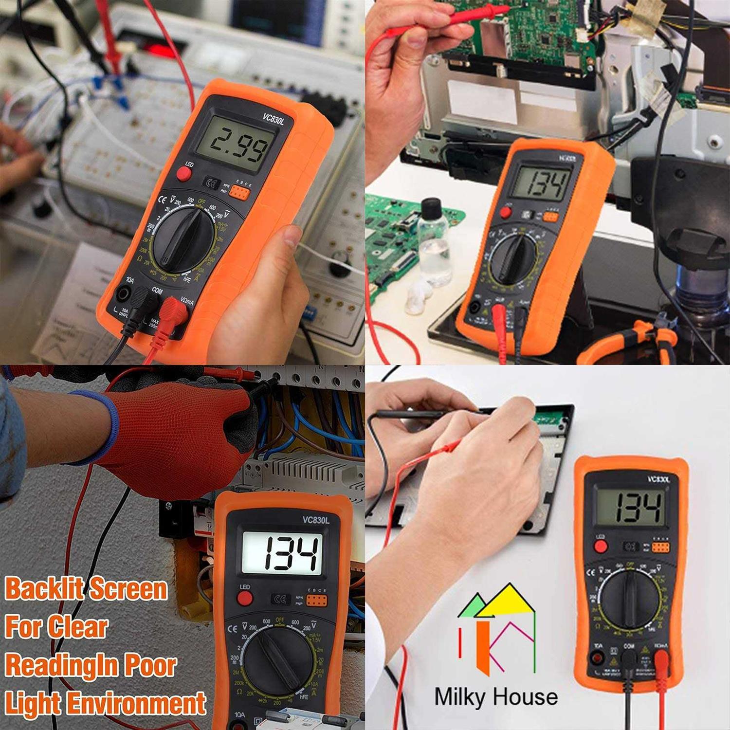 Milky House Digital Multimeter Pocket Clamp Multimeters Multi Tester Voltmeter Ammeter Ohmmeter AC/DC Ohm Volt Amp and Diode Voltage Electri - Image 3