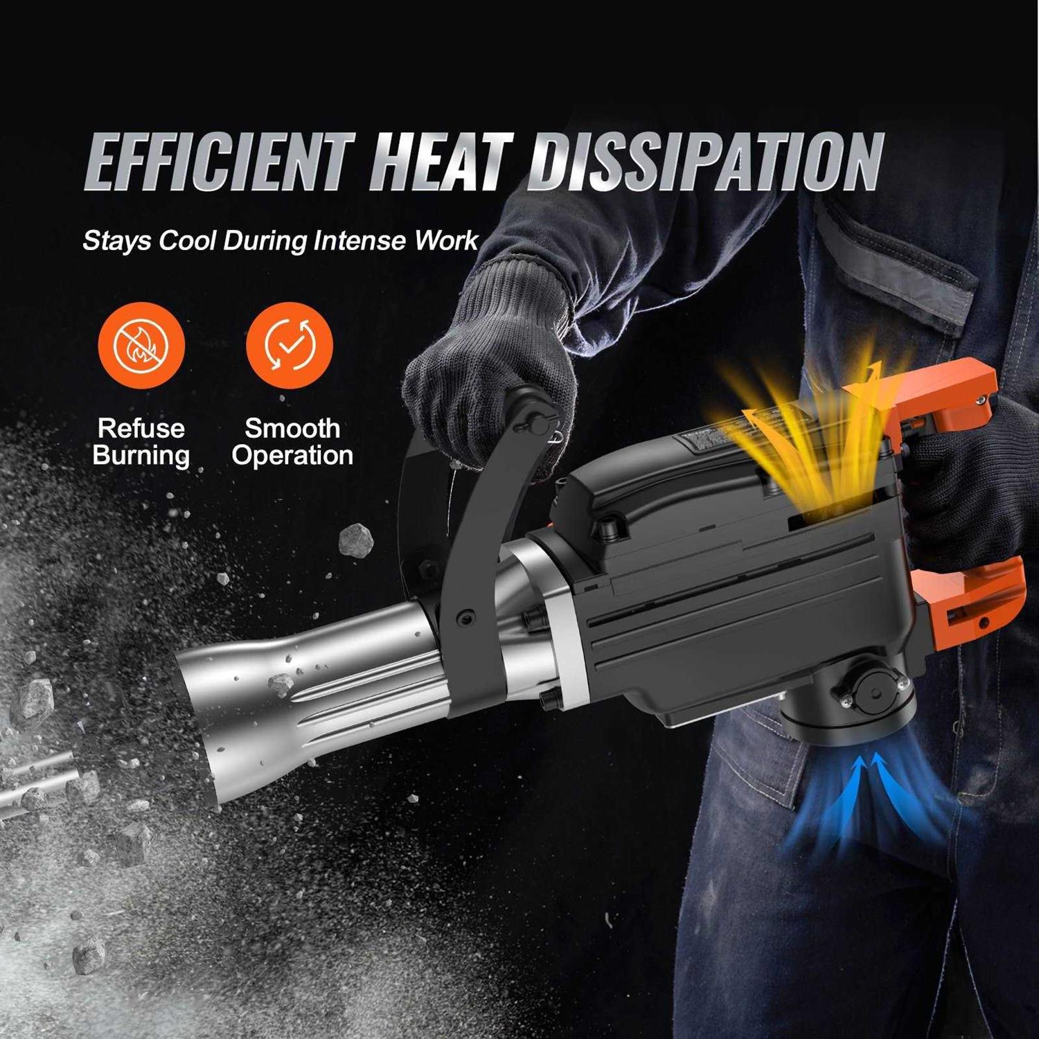 VEVOR Demolition Jack Hammer 2200W Electric Heavy Duty 1350 BPM Concrete Breaker - Image 4