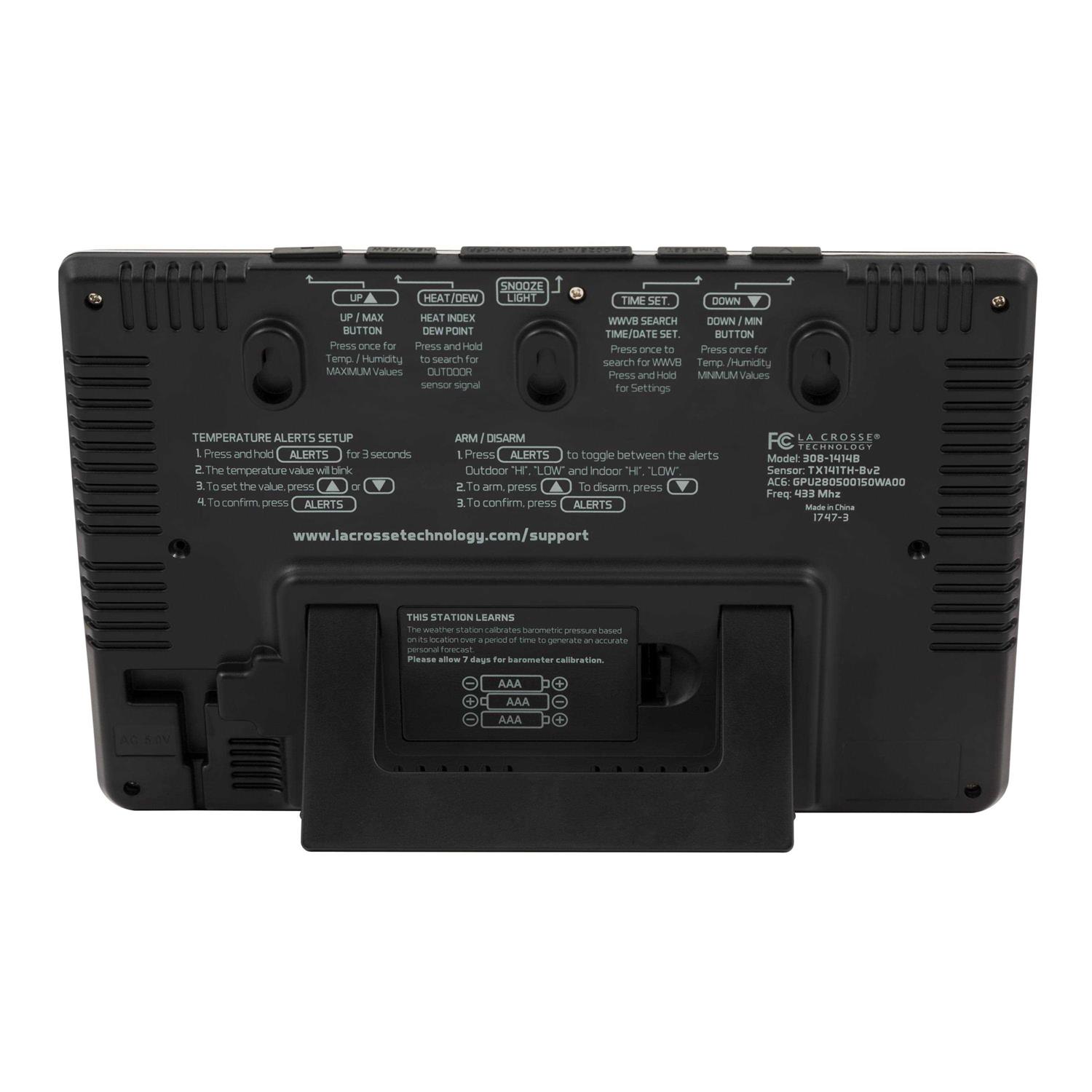 La Crosse Technology 308-1414b-int Wireless Atomic Digital Color Forecast Station with Alerts - Image 4