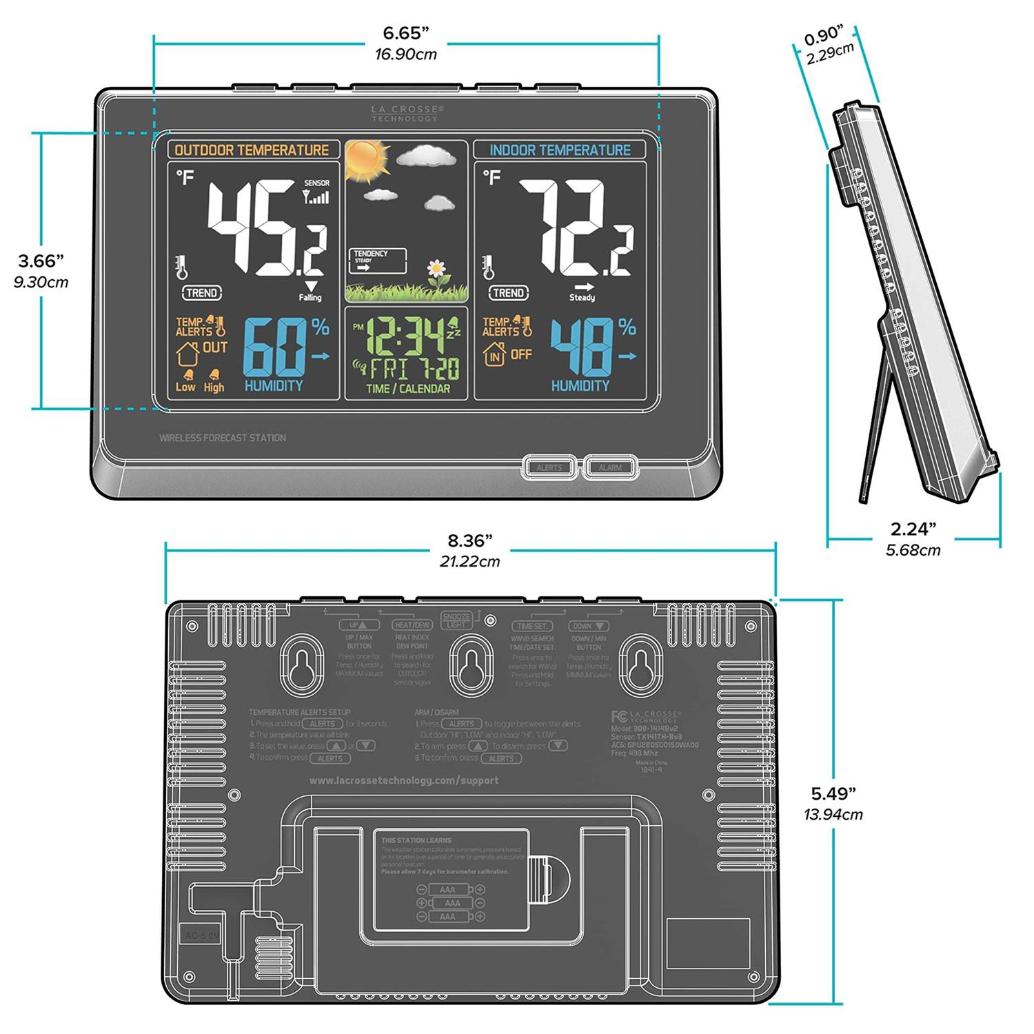 La Crosse Technology 308-1414b-int Wireless Atomic Digital Color Forecast Station with Alerts - Image 5