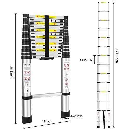 HQJUN Telescoping ladders,EN131Standards Multi-Purpose Folding Aluminum Extension Ladder - Image 5