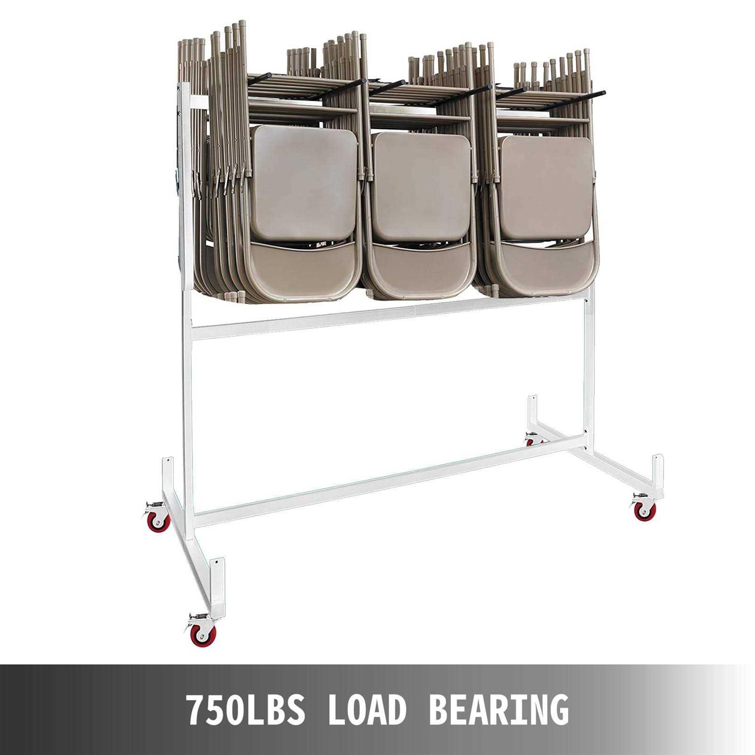 VEVOR Folding Chair Cart 750lbs Capacity Folding Chair Rack 42 Chairs and 12 Tables Chair Rack Steel Frame Folding Chair Racks for Storage Swivel - Image 5