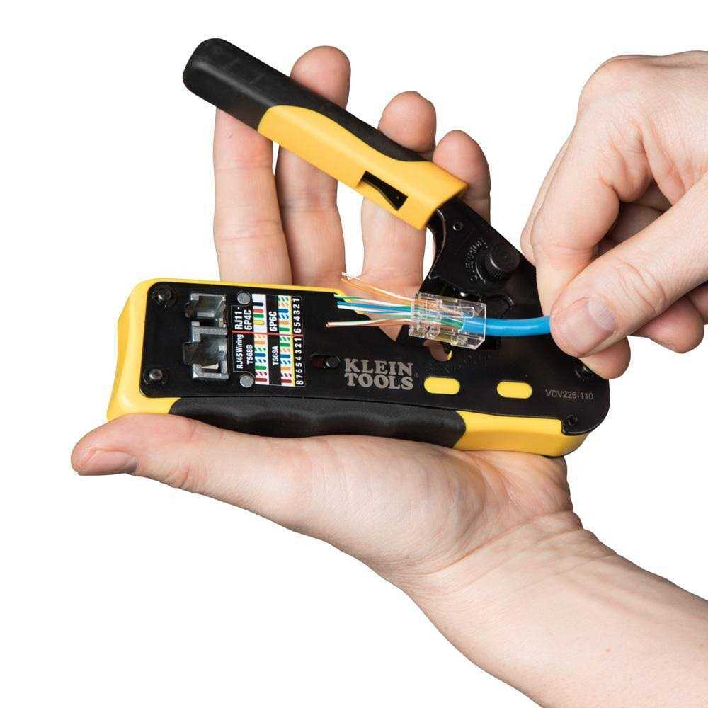 Klein Tools Ratcheting Pass-Thru Modular Crimper and Pass-Thru Modular Data Plugs Cat5e - Image 3