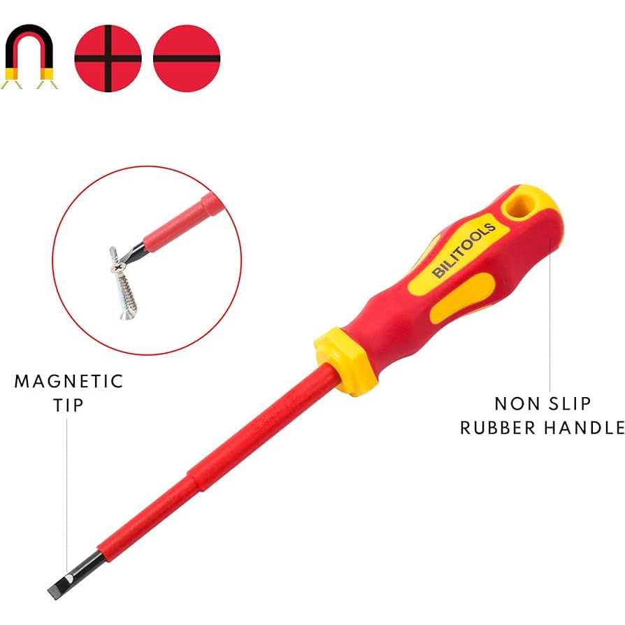 BILITOOLS Insulated Screwdriver & Pliers Set 1000V Electrical Tools for Electrician Magnetic Phillips Slotted Pozidriv Tips - Image 4