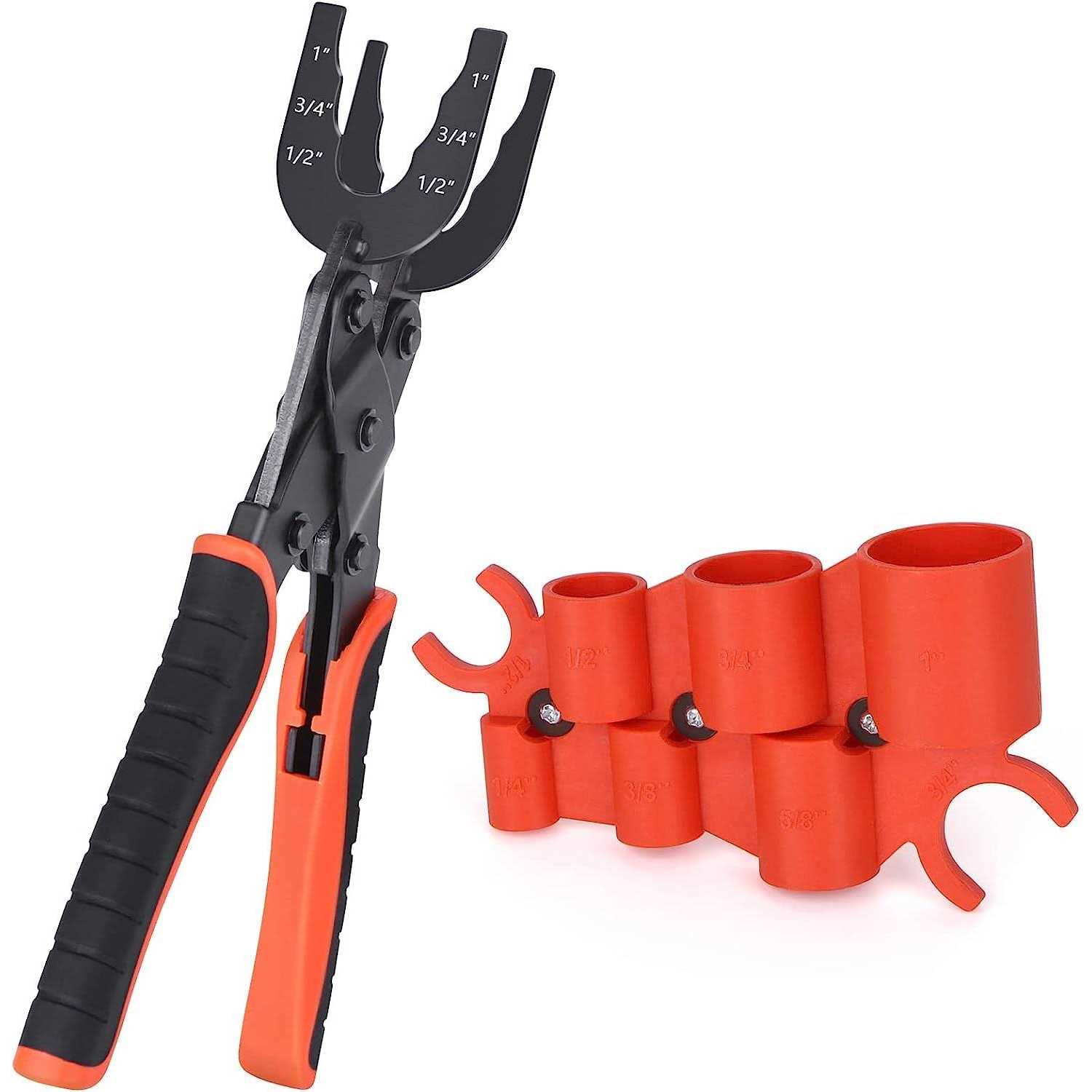 MOJIEZUO Disconnect Tongs Tool with Depth Gauge and Pipe Deburring Tool Combination Set for Push to Connect Fittings Removal Tool Disconnect Clamp
