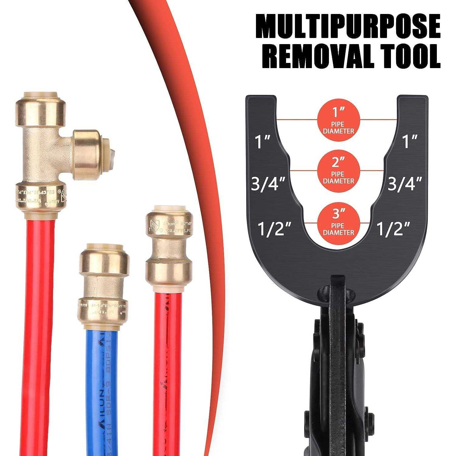 MOJIEZUO Disconnect Tongs Tool with Depth Gauge and Pipe Deburring Tool Combination Set for Push to Connect Fittings Removal Tool Disconnect Clamp - Image 3