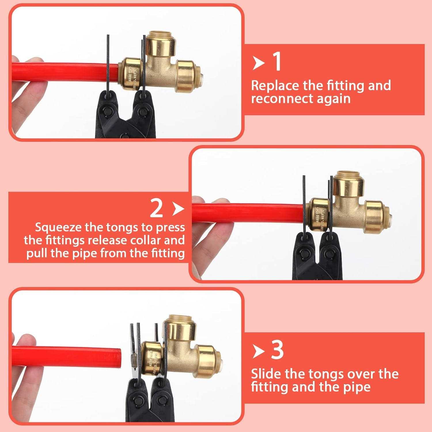 MOJIEZUO Disconnect Tongs Tool with Depth Gauge and Pipe Deburring Tool Combination Set for Push to Connect Fittings Removal Tool Disconnect Clamp - Image 4