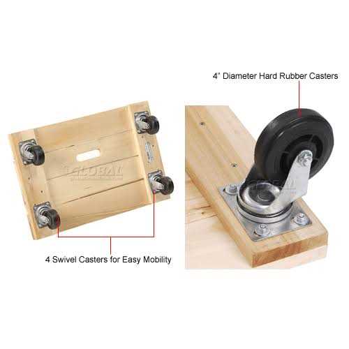 Global Industrial Hardwood Dolly with Solid Deck 36 x 24 Capacity 952156 - Image 5