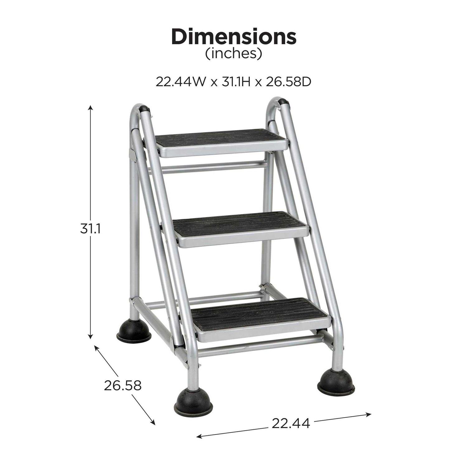 Cosco 3-Step Commercial Rolling Step Ladder - Image 4