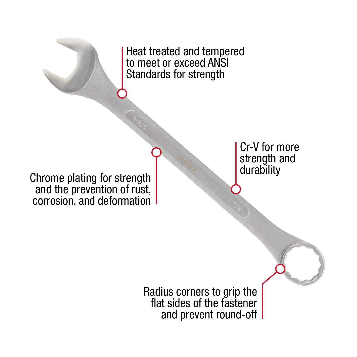 Sunex 7 Piece SAE Jumbo Combination Wrench Set - Image 5
