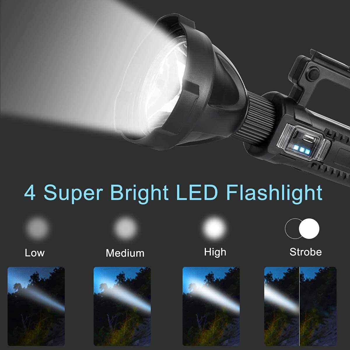 Foleto Rechargeable LED Spotlight Flashlights High Lumens Super Bright Flashlight with 4 Modes Ipx5 Waterproof - Image 3