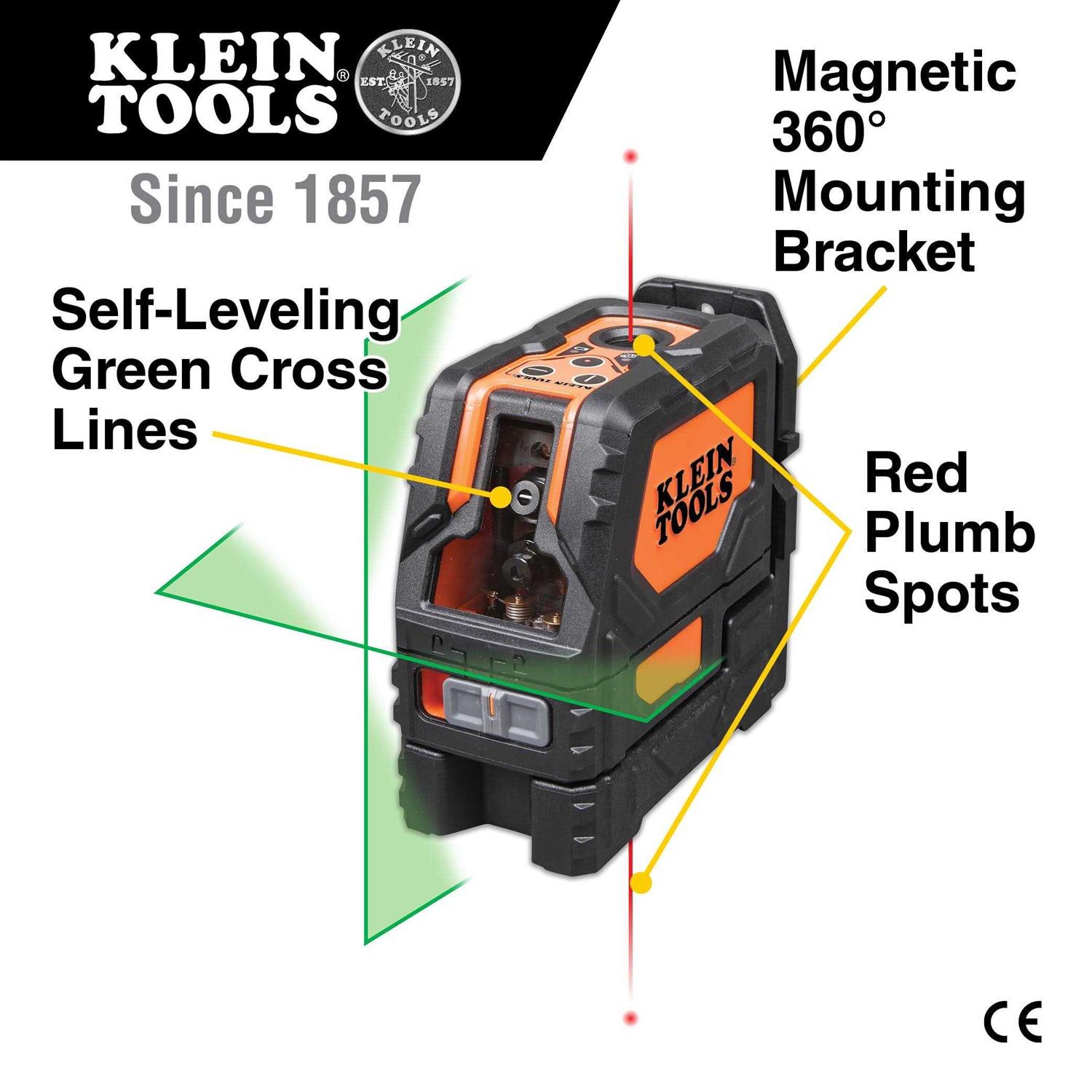 Klein Tools 93LCLG Laser Level Self-Leveling Green Cross-Line & Red Plumb Spot - Image 4