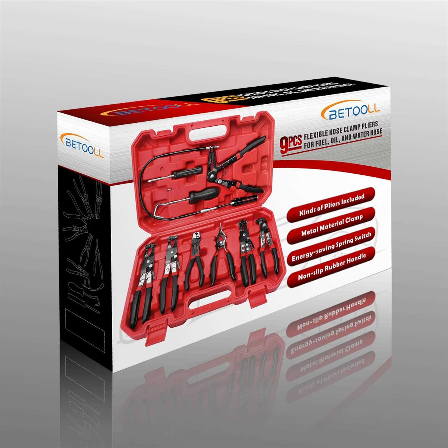 BETOOLL 9pcs Wire Long Reach Hose Clamp Pliers Set Fuel Oil Water Hose Auto Tools - Image 5