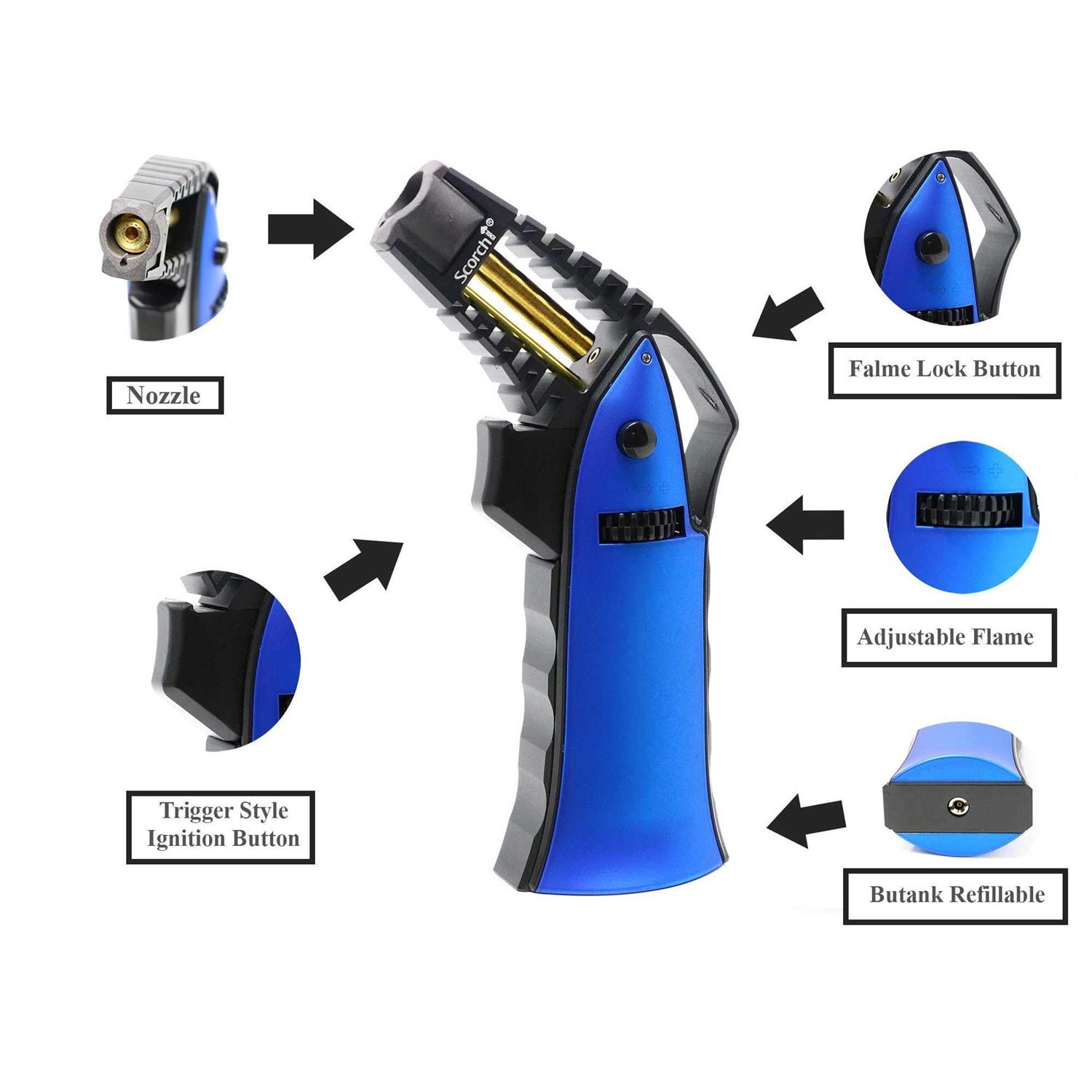 Scorch Torch CNC Machined 6.75 Tall Handheld Aluminum Flame Adjustable Butane Refillable Torch in Gift Box - Image 3