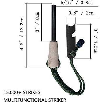 Fire Starter Survival Kit, Larger Ferro Rod with Striker Lanyard 3in Long Flint and Steel - Image 4