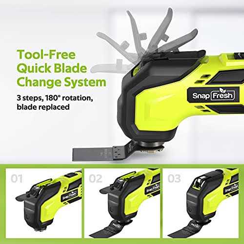 Cordless Oscillating Tool, SnapFresh 20V Oscillating Multi-Tool with 6 Speed, 3.2°Oscillating Angle, 22pcs Accessories, 2.0Ah Battery and Fast - Image 4