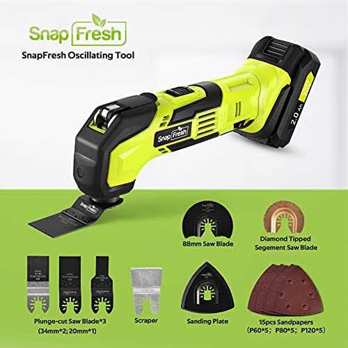Cordless Oscillating Tool, SnapFresh 20V Oscillating Multi-Tool with 6 Speed, 3.2°Oscillating Angle, 22pcs Accessories, 2.0Ah Battery and Fast - Image 5