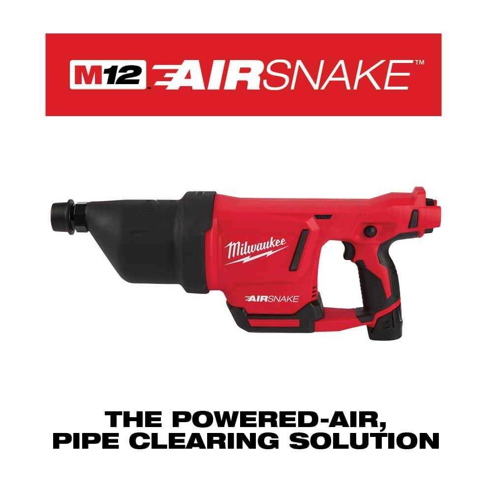 Milwaukee M12 12V Lithium-Ion Cordless Drain Cleaning Airsnake Air Gun Kit with M12 - Image 3