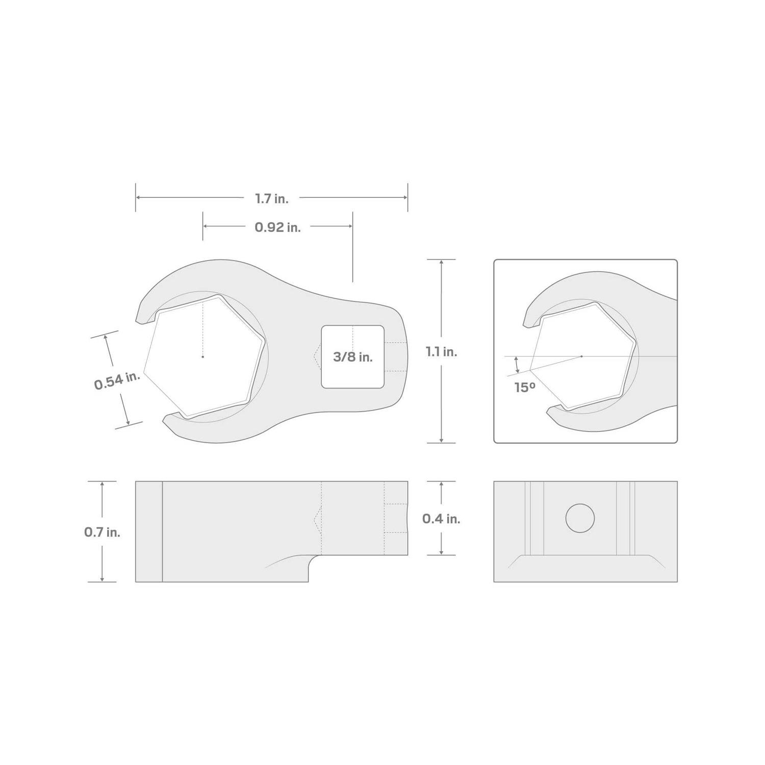 TEKTON 3/8 Inch Drive x 6-Point Flare Nut Crowfoot Wrench - Image 3