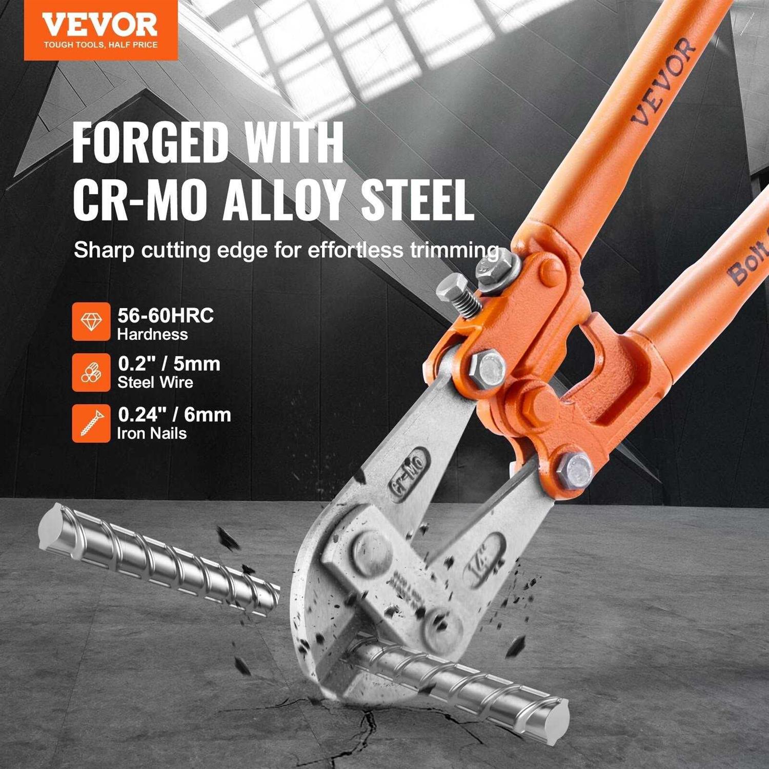 VEVOR Bolt Cutter 14 Lock Cutter Bi-Material Handle with Soft Rubber Grip - Image 3