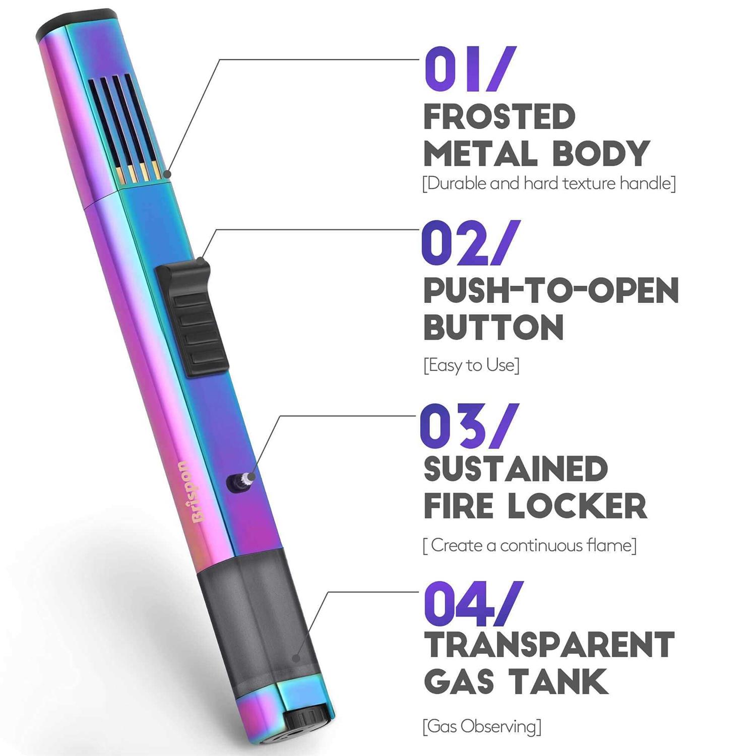 Brispon Torch Lighter Refillable Butane Lighter Windproof Jet Flame Lighter with Fire Lock Bracket Visible Gas Window for Grill Bbq Candle Cooking - Image 5
