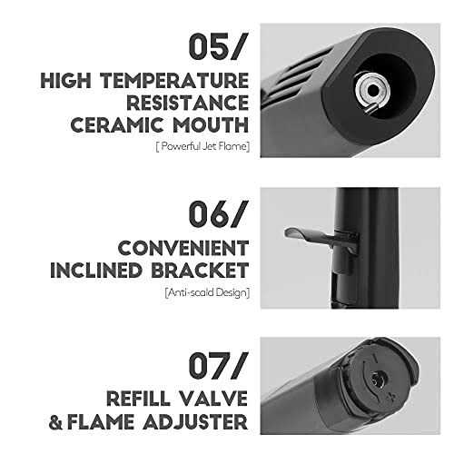 Brispon Torch Lighter Refillable Butane Lighter Windproof Jet Flame Lighter with Fire Lock Bracket Visible Gas Window for Grill Bbq Candle Cooking - Image 3