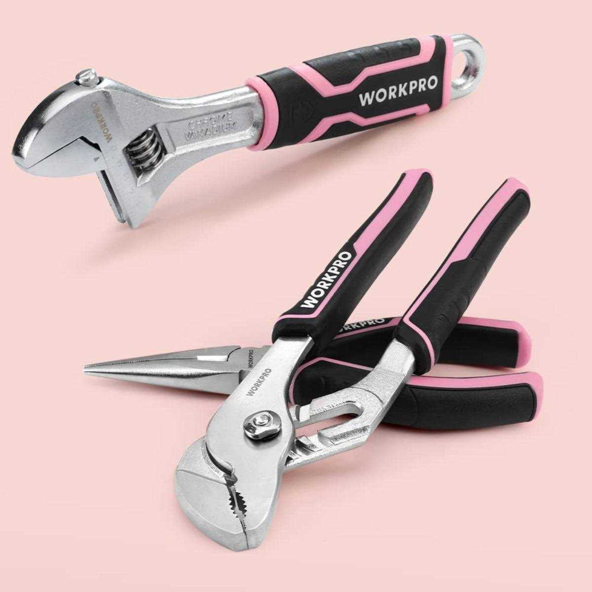 WORKPRO 53-Piece Pink Household Tool Set with Electric Cordless Screwdriver - Image 3
