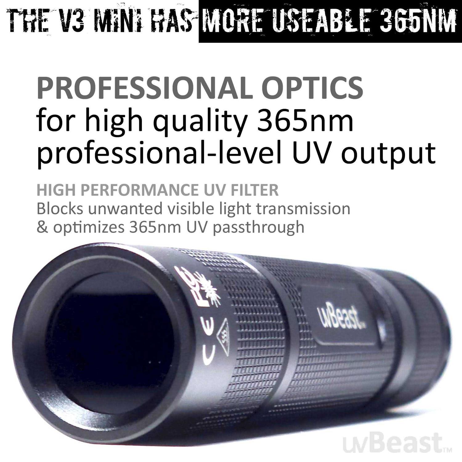 uvBeast New V3 365nm Mini Black Light UV Flashlight High Definition Ultraviolet - Image 4