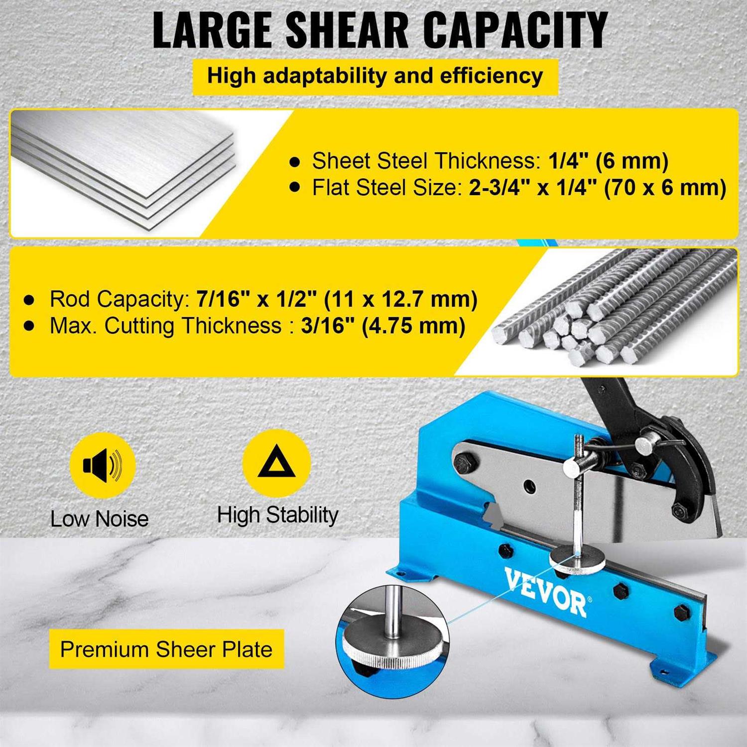 VEVOR 8 Inch Manual Hand Shear Shearer Sheet Metal Steel Cutter - Image 3
