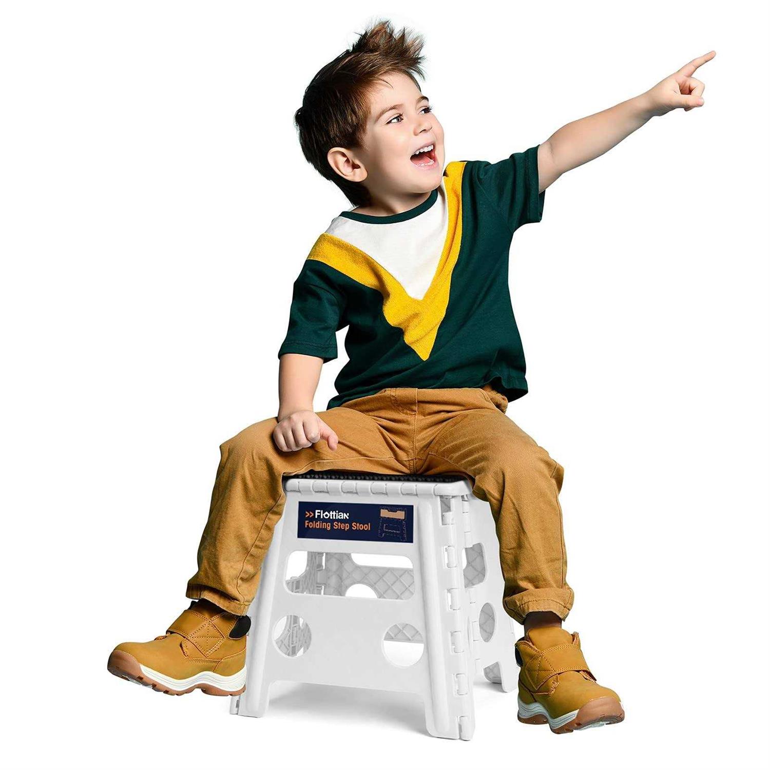 Flottian 13 Folding Step Stool for Adults and Kids Holds Up to 300 lbs,Non-Slip Folding Stools with Handle - Image 4